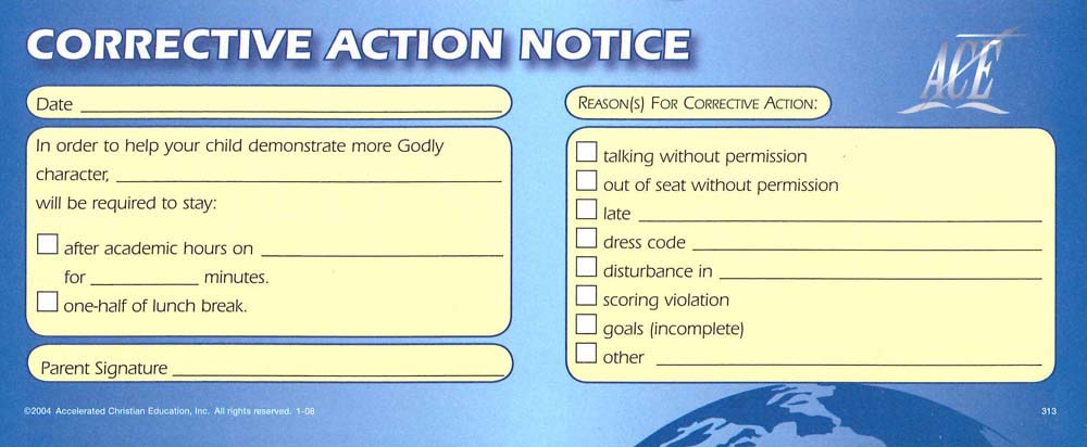 Corrective Action Note Pad (50) – Christian Education Europe Shop