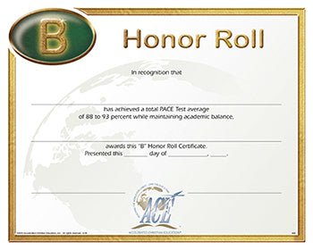 Honour Roll Cert. - 90-94% (Ind)